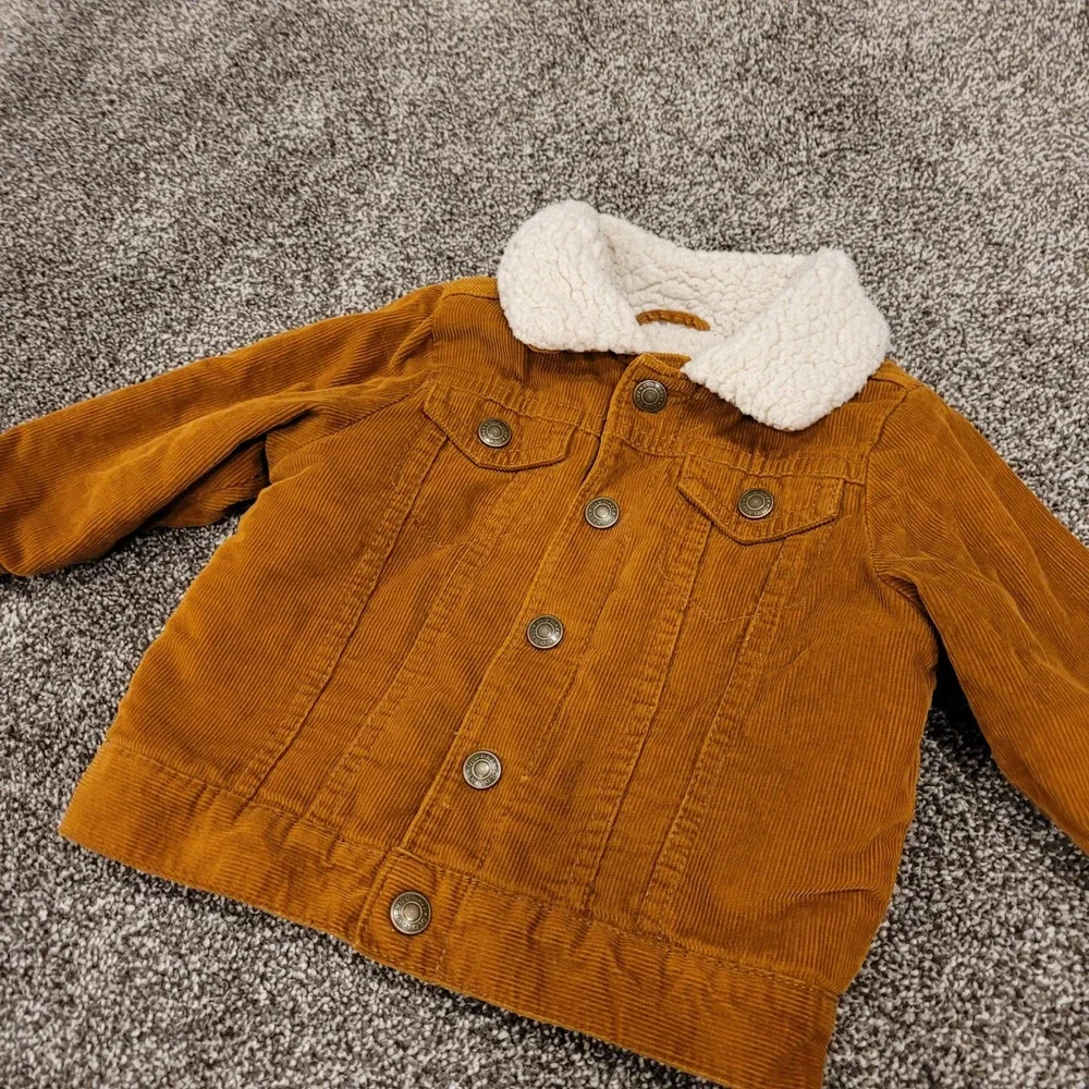 Old Navy Kids Brown Corduroy Sherpa Lined Trucker Jacket 12-18M 1166 RN160476